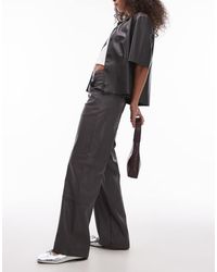 TOPSHOP - Seam Detail Straight Leg Faux Leather Trouser - Lyst