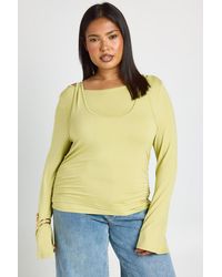 Boohoo - Plus Soft Double Layer Long Sleeve Top - Lyst