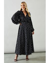 Wallis - Petite Spot Print Wrap Chiffon Midaxi Dress - Lyst