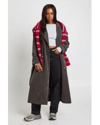 Boohoo - Faux Suede Trench Coat - Lyst