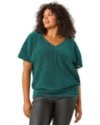 Roman - Curve Metallic Plisse Banded Top - Lyst