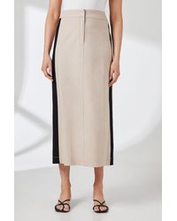 PRINCIPLES - Contrast Detail Midi Skirt Viscose - Lyst
