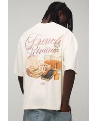 BoohooMAN - Oversized Boxy French Riviera Print T-Shirt Cotton - Lyst