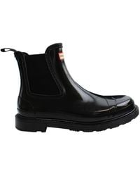 HUNTER - Commando Chelsea Gloss Boots - Lyst