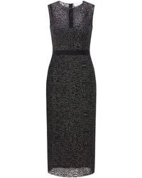 BOSS - "Delyra" Midikleid Für Damen /Silber) - Lyst