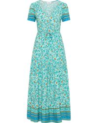 Usha - Maxi-Jurk Met Bloemenprint Turkoois Veelkleurig - Lyst