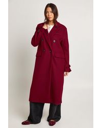 Boohoo - Oversized Cuff Detail Wool Look Coat - Lyst