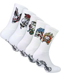 Ed Hardy - 5 Pack Crew Socks Skull Pattern Soft Breathable Casual - Lyst