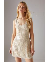 Warehouse - Hand Embellished Pearlescent Sequin Scoop Neck Mini Dress - Lyst