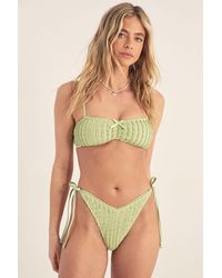 Nasty Gal - Textured Ruched Bow Trim Crop Tie Side Bikini Set - Lyst