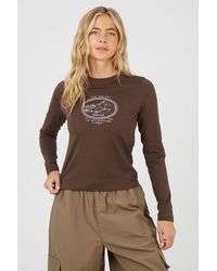 Brave Soul - Cotton Long Sleeve Slogan Print T-Shirt - Lyst