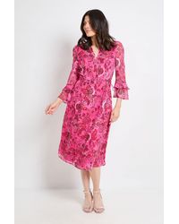 Wallis - Paisley Burn Out Ruffle Midi Dress - Lyst