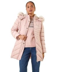 Roman - Petite Hooded Longline Quilted Coat - Lyst
