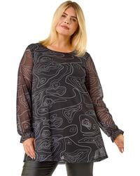 Roman - Curve Swirl Print Stretch Top - Lyst