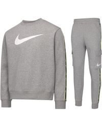Nike - Sportswear Repeat Crew Fleece Tracksuit Dark Heather/ Cotton - Lyst