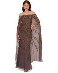 Adrianna Papell - Bead Cape Long Dress - Lyst