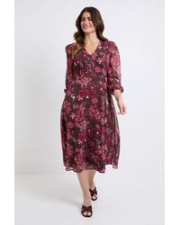 Wallis - Floral Pintuck Zip Midi Dress - Lyst