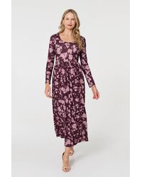 Izabel London - Floral Long Sleeve Jersey Maxi Dress - Lyst
