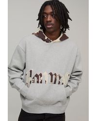 BoohooMAN - Oversized Applique Cow Print Hoodie - Lyst