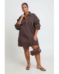 Boohoo - Plus Denim Zip Up Shift Dress - Lyst