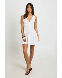 Boohoo - Broderie Scalloped Neck Corset Mini Dress - Lyst