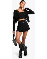 Boohoo - Buckle Detail Pleated Mini Skirt - Lyst