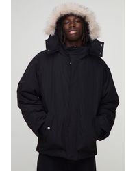 BoohooMAN - Oversized Faux Fur Trim Hooded Funnel Parka Jacket - Lyst