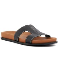 Dune - Ladies Loupa - Topstitch-detail Comfort-footbed Slider Sandals Leather - Lyst