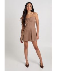 Boohoo - Pleat Detail Tailored Mini Dress - Lyst