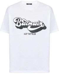 Balmain - T-shirt Met Logoprint Uit De Jaren 70 In Wit - Lyst