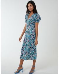 Blue Vanilla - Frill Puff Sleeve Midi Dress - Lyst