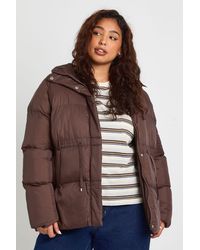 Boohoo - Plus Hooded Puffer Coat - Lyst
