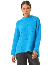 Roman - Boucle Diamond Stitch Jumper - Lyst