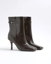 River Island - Ankle Boots Square Toe Heeled Pu - Lyst