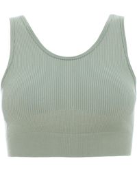 Quiz - Sage Seamless Strappy Crop Top - Lyst