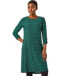 Roman - Abstract Print Swing Hem Dress - Lyst