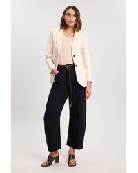 Karen Millen - Denim Belted Barrel Leg Jean - Lyst