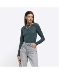 River Island - Top Ruched Side Long Sleeve - Lyst