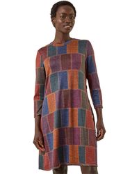 Roman - Patchwork Button Swing Dress - Lyst