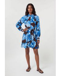 Karen Millen - Viscose Woven Stripe Contrast Floral Mini Dress - Lyst