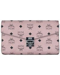MCM - Medium Soft Signature Diamond Logo Leather Clutch Crossbody Handbag - Lyst