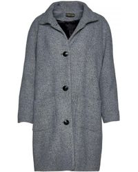 Conquista - Wool Blend Grey Coat By Fashion - Lyst