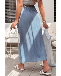 Azura Exchange - Beau Buttoned Front High Waist Side Pockets Denim Maxi Skirt Lyocell - Lyst