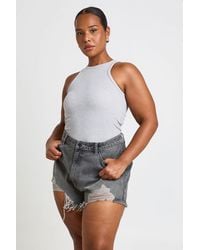 Boohoo - Plus High Waist Ripped Mom Shorts - Lyst