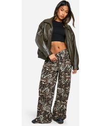 Boohoo - Print Elasticated Waist Wide Leg Jeans Cotton - Lyst
