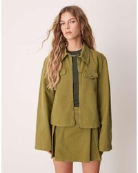 ASOS - Cropped Denim Jacket With Zip Front Co-Ord - Lyst