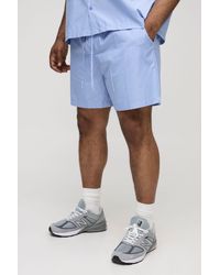 BoohooMAN - Plus Stripe Poplin Relaxed Fit Drawcord Shorts - Lyst