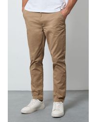 MAINE - Stone Premium Slim Fit Chino Trousers - Lyst