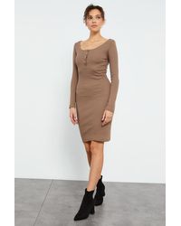 TOMMY LIFE - Bodycon Midi Dress With Crew Neck - Lyst