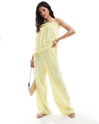 ASOS - Linen Look Wide Leg Co-Ord Trouser - Lyst